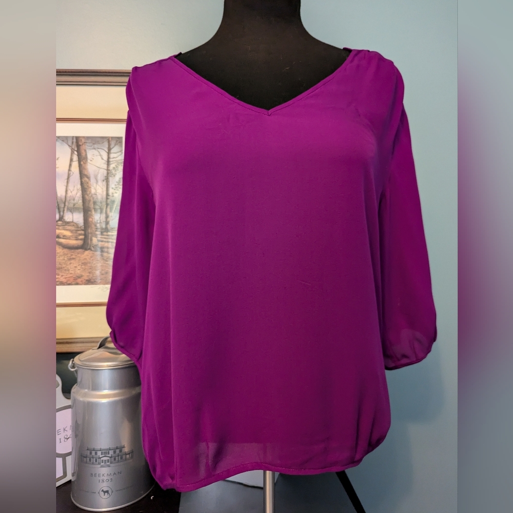 ICB New York silk top, size 6, fuschia